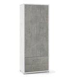 Armadio con 4 piani regolabili, 2 ante e 2 cassetti L 71 x P41 x 182 H cm