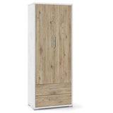 Armadio con 4 piani regolabili, 2 ante e 2 cassetti L 71 x P41 x 182 H cm