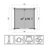 Casetta in legno da giardino Gaia 200x200 cm