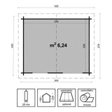 Casetta in legno da giardino Malaga 300x250 cm