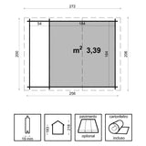 Casetta in legno da giardino Ava 256x200 cm con Legnaia