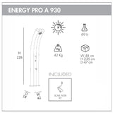 Doccia solare in alluminio da esterno Energy Pro 75 litri con lavapiedi e temporizzatore