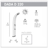 Doccia solare in alluminio da esterno Dada Curva 40 litri con lavapiedi