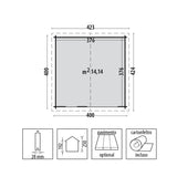 Casetta in legno da giardino Ines 400x400 cm